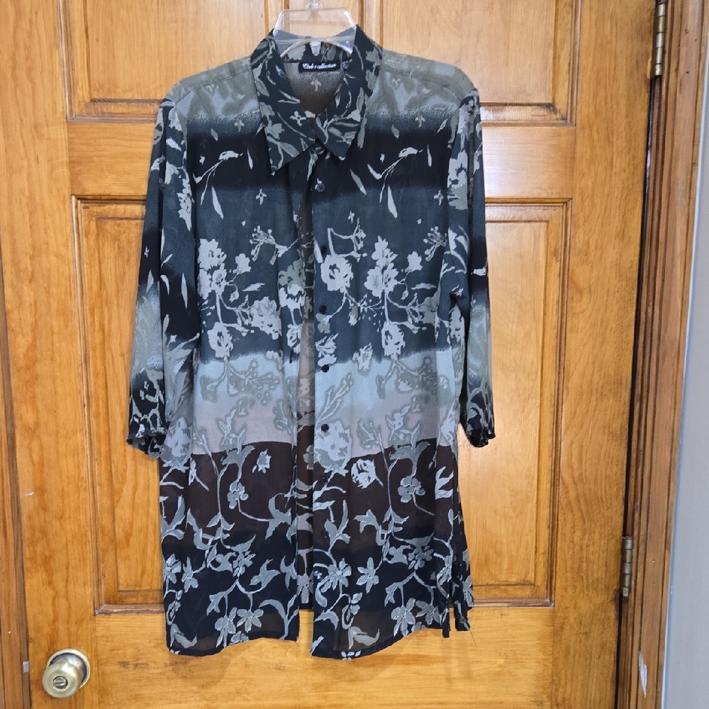 Club Z Collection's Green Floral Women's Sheer Blouse